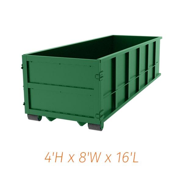 we offer flexible rental periods for our fifteen yard dumpsters, with options ranging from a few days to several weeks